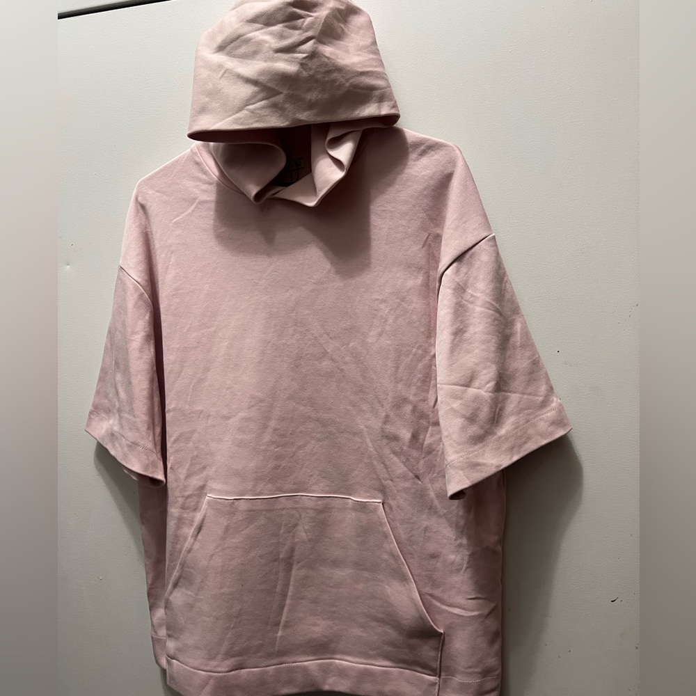Oversized pink short sleeve popover hoodie - Picture 8 of 8